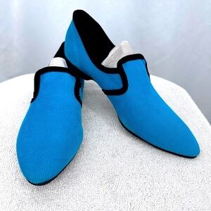 Oomphies Blanche Slippers Womens 9N Royal Blue Corduroy Velvet Trim Pointed Toe